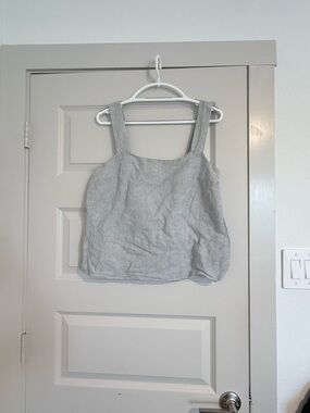 J. Crew Gray Pinstripe Square-Neck Crop Tank